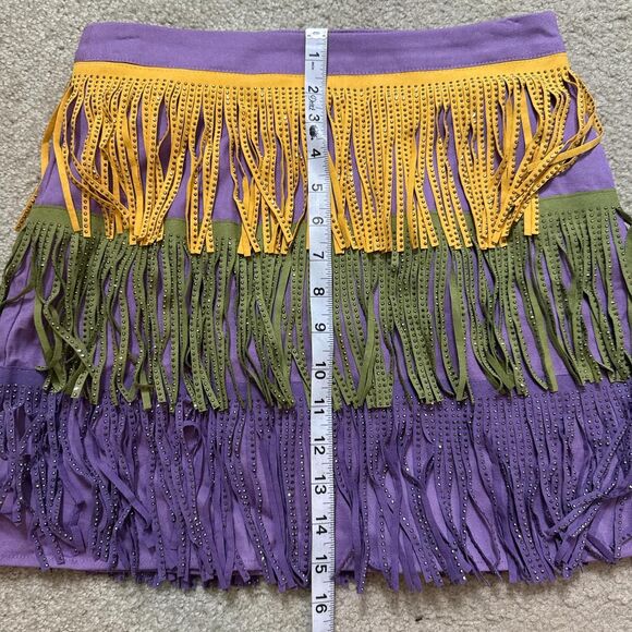 Bibi Mardi Gras fringe and sparkle skirt NWT - S - Picture 5 of 5